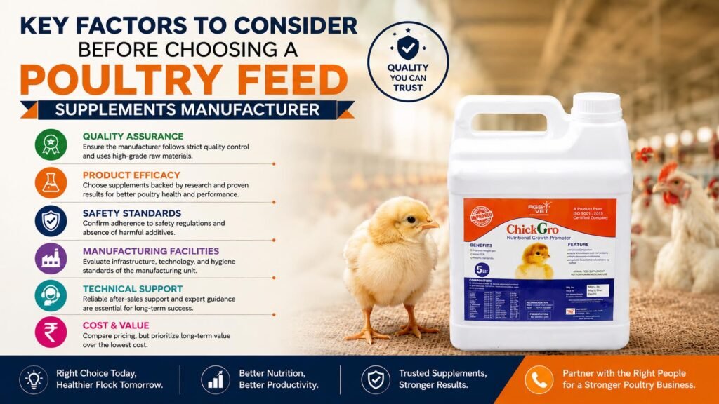 Key factors for selecting the best poultry feed supplements manufacturer