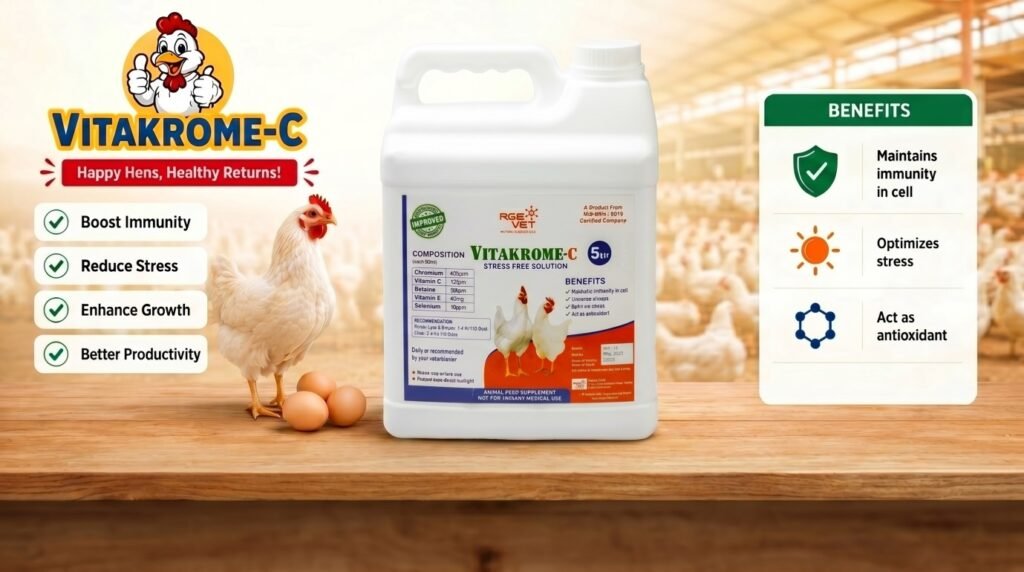 Broiler chickens fed with poultry supplements for faster growth and improved
