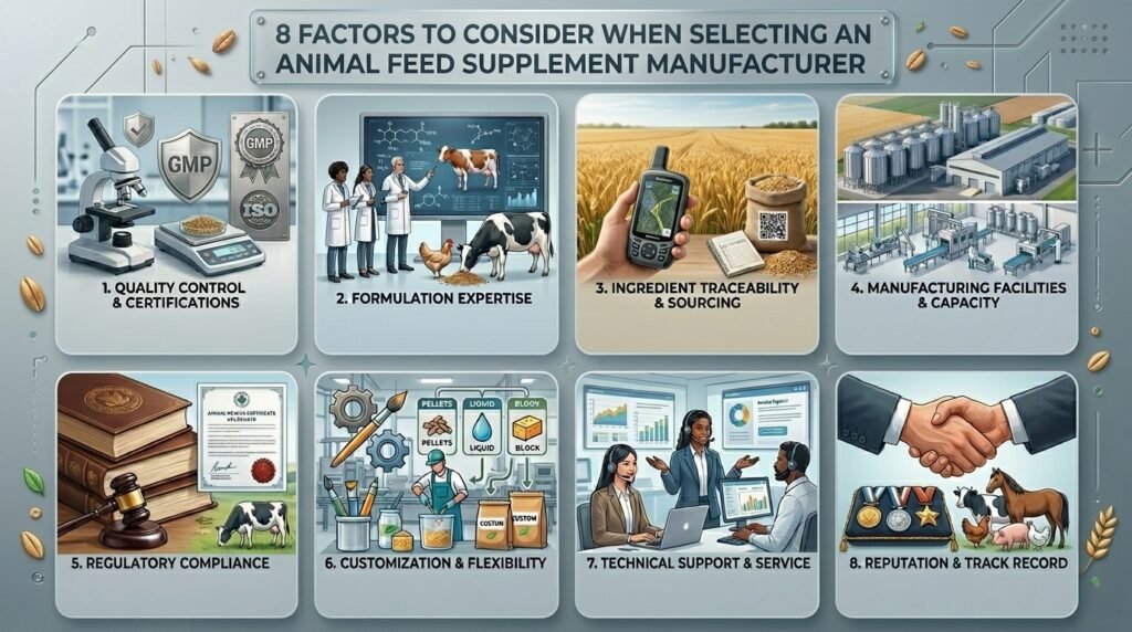 8 Factors to Consider When Selecting an Animal Feed Supplement Manufacturer