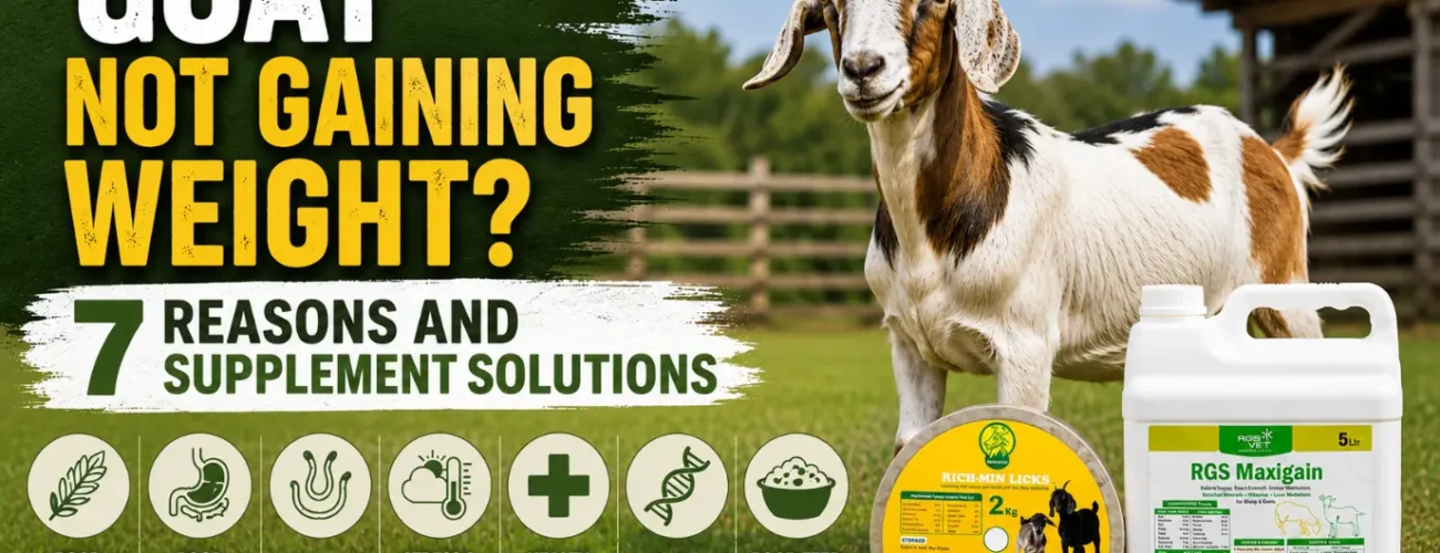 Healthy goat with weight gain supplement for better growth, nutrition, and immunity