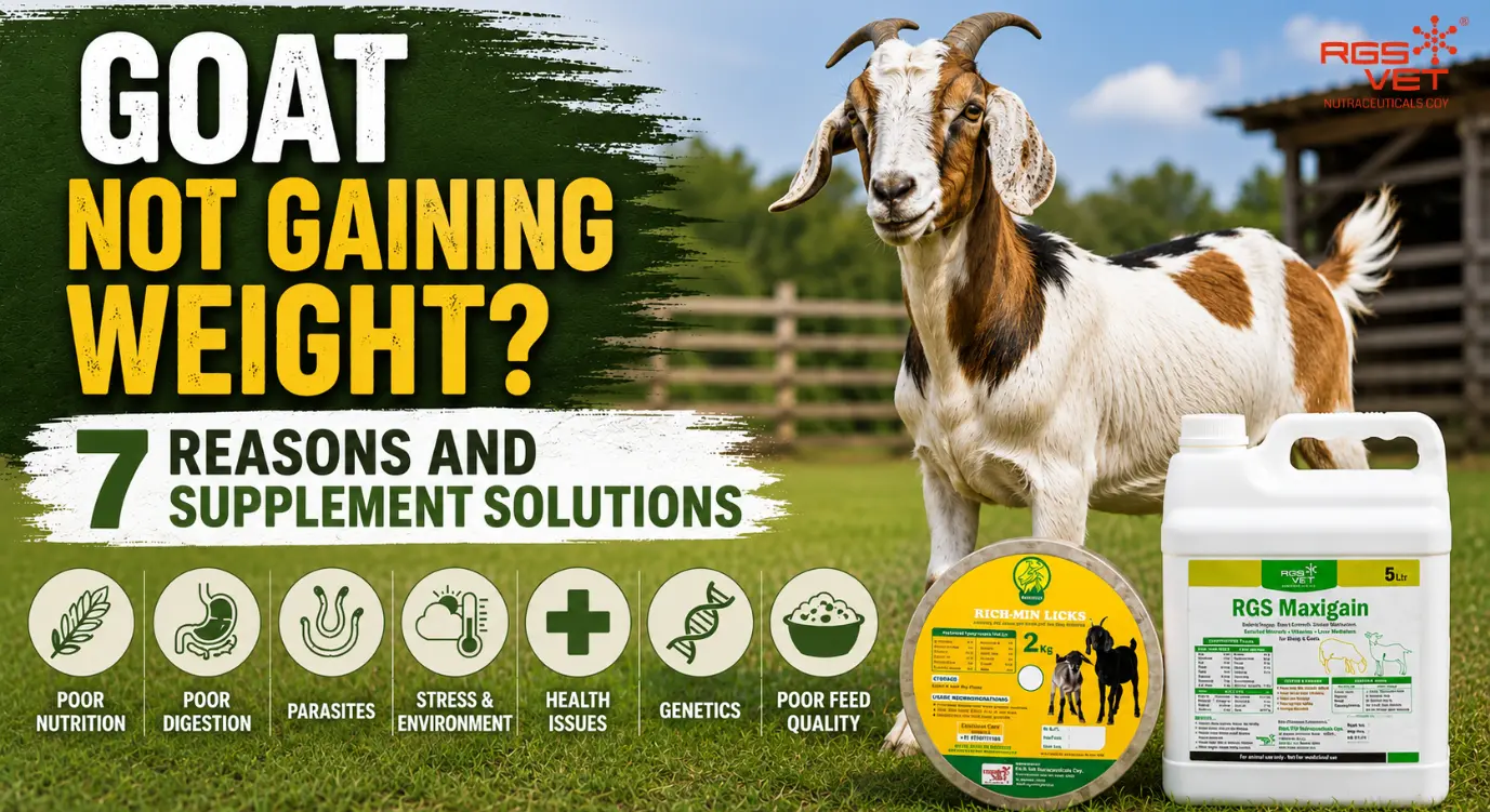 Healthy goat with weight gain supplement for better growth, nutrition, and immunity