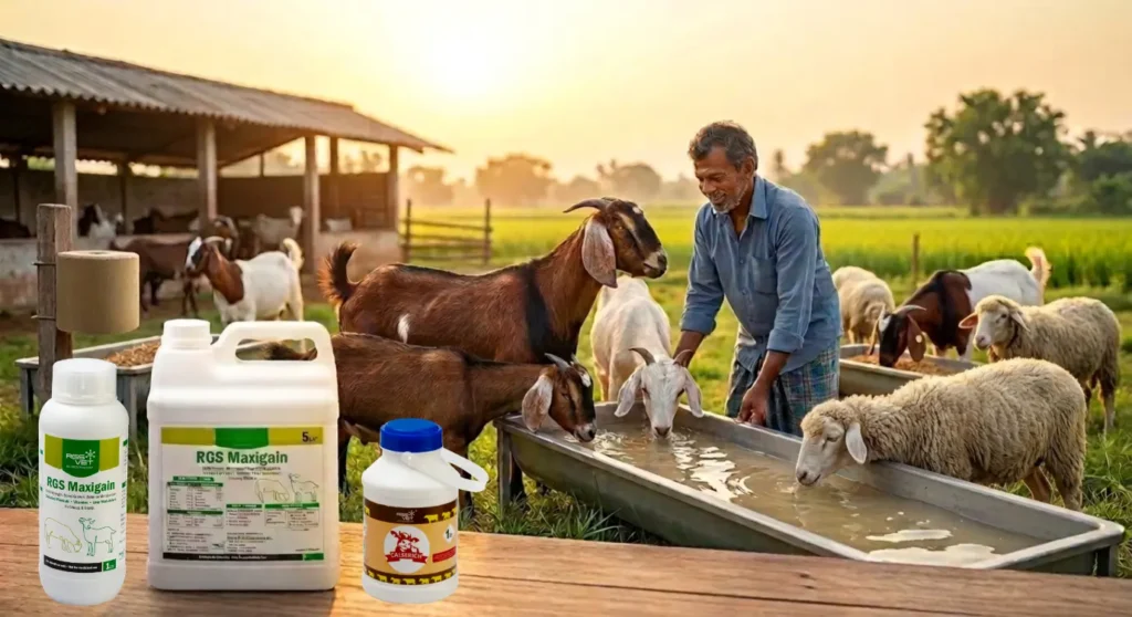 Healthy goat with supplement for natural weight gain and stronger immunity
