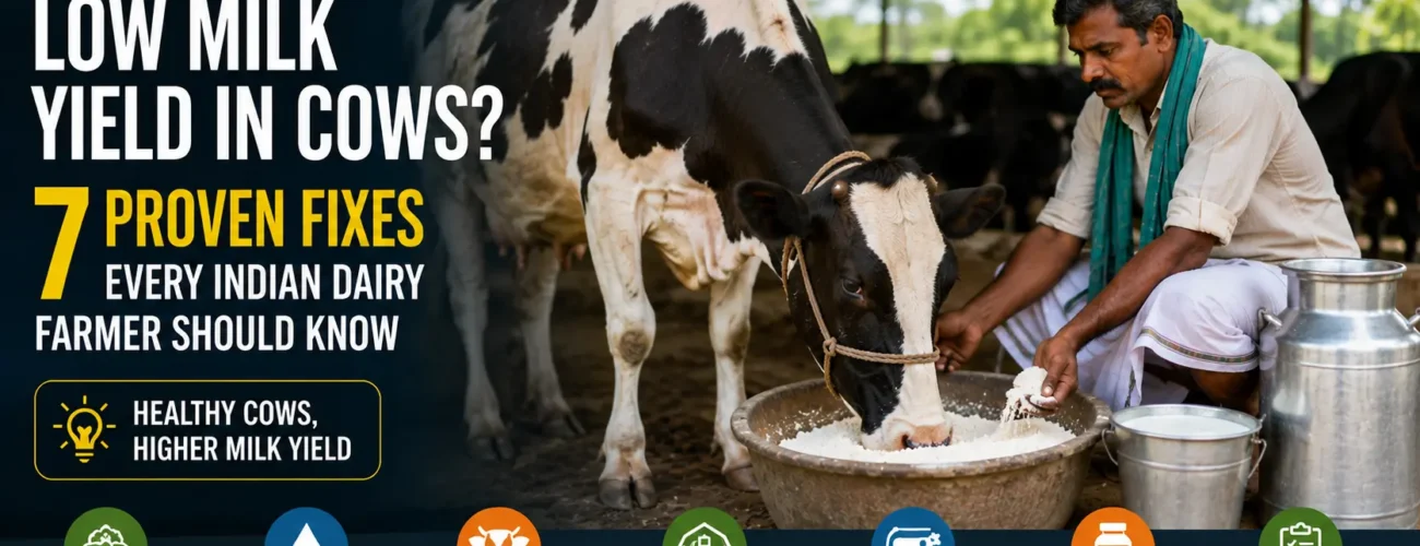 Dairy cow eating white nutritional supplement for higher milk yield