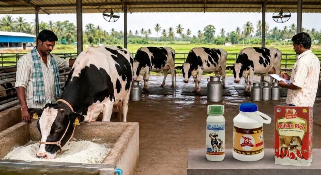Healthy dairy cow with improved milk yield after proper nutrition